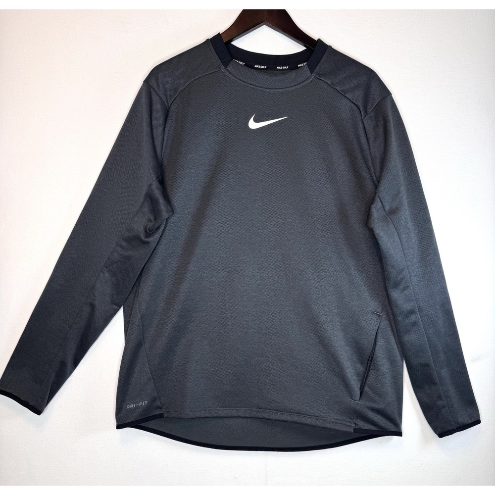 Nike Golf Men's Size XL Long Sleeve Crewneck Dri-Fit Gray Pullover Sweatshirt